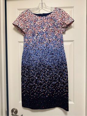 Talbots Navy Blue Floral Ombre Sheath Dress